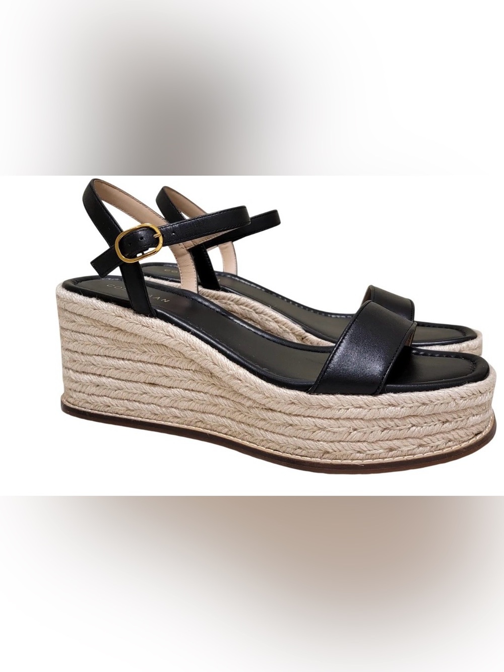 Cole Haan Black Espadrille platform Sandal 9.5 worn once w/Box